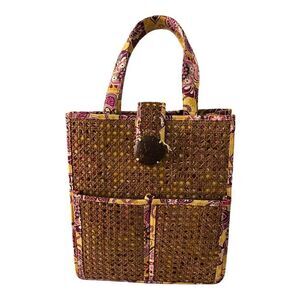 VERA Bradley Rattan Overlay Beach Tote Bali Gold Pattern-Retired May‎ 2010